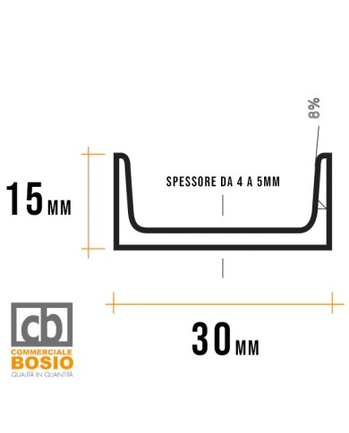 Profilo U Ferro 30x15 mm spessore 4mm | serie speciale Profilo U Ferro 30x15 mm spessore 4mm | serie speciale