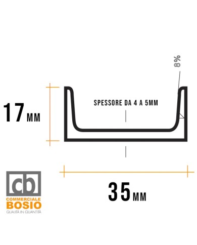 Profilo U Ferro 35x17 mm spessore 4 mm | serie speciale Profilo U Ferro 35x17 mm spessore 4 mm | serie speciale