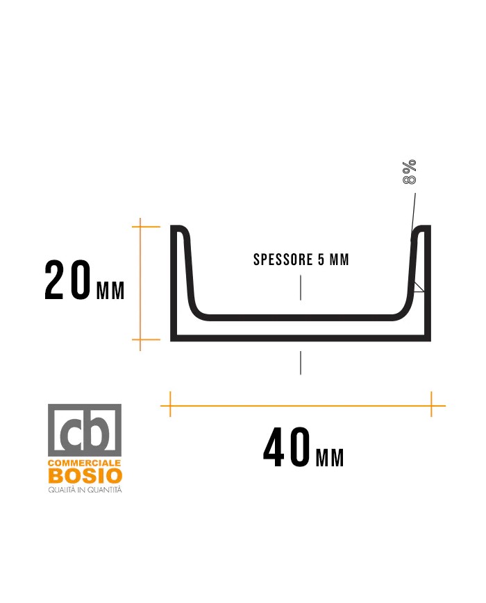 Profilo U Ferro 40x20 mm spessore 5mm | serie speciale Profilo U Ferro 40x20 mm spessore 5mm | serie speciale