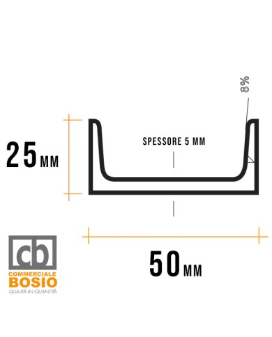 Profilo U Ferro 50x25 mm spessore 5mm | serie speciale Profilo U Ferro 50x25 mm spessore 5mm | serie speciale