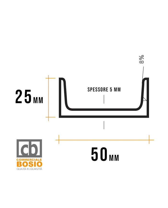 Profilo U Ferro 50x25 mm spessore 5mm | serie speciale Profilo U Ferro 50x25 mm spessore 5mm | serie speciale