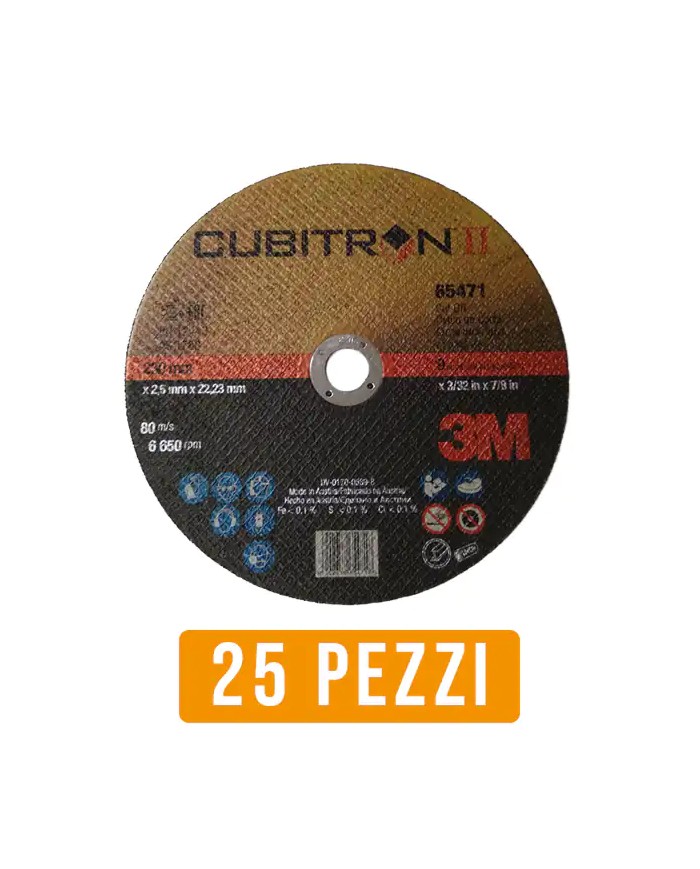 Cubitron 3M Dischi da Taglio Ø 230 X 2,5 Ceramico - 25 Pezzi [ 7100136991 ]