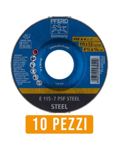 Disco da Sbavo PFERD 470510 Ø 115 X 7,2 per Ferro - 10 Pz Disco da Sbavo PFERD 470510 Ø 115 X 7,2 per Ferro - 10 Pz