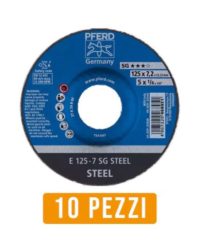 Disco da Sbavo PFERD 468951 Ø 125 X 7,2 per Ferro - 10 Pz Disco da Sbavo PFERD 468951 Ø 125 X 7,2 per Ferro - 10 Pz
