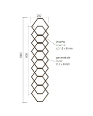 Gonzato Design GD299/3 Ferro Battuto Pannello con esagoni in quadro 8 e piatto16X8 H. 1000mm L. 200mm Arteferro Gonzato Design GD299/3 Ferro Battuto Pannello con esagoni in quadro 8 e piatto16X8 H. 1000mm L. 200mm Arteferro