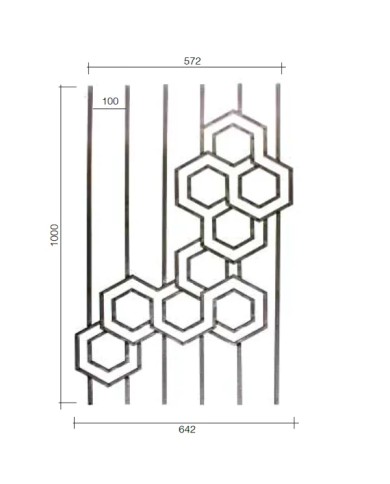 Gonzato Design GD301/2 Ferro Battuto Pannello 9 Esagoni Quadro 12 H. 1000mm L. 642mm Arteferro Gonzato Design GD301/2 Ferro Battuto Pannello 9 Esagoni Quadro 12 H. 1000mm L. 642mm Arteferro