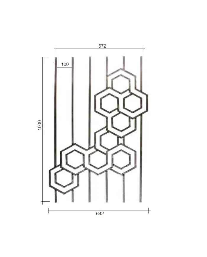 Gonzato Design GD301/2 Ferro Battuto Pannello 9 Esagoni Quadro 12 H. 1000mm L. 642mm Arteferro