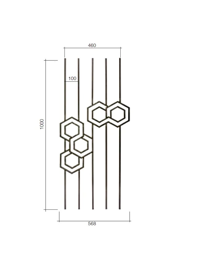 Gonzato Design GD301/3 Ferro Battuto Pannello 5 Esagoni quadro 12 H. 1000mm L. 568mm Arteferro Gonzato Design GD301/3 Ferro Battuto Pannello 5 Esagoni quadro 12 H. 1000mm L. 568mm Arteferro