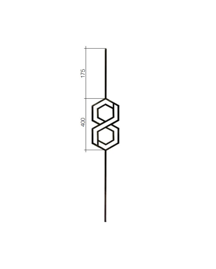 Gonzato Design GD301/5 Ferro Battuto Pannello 2 Esagoni quadro 12 H. 1000mm L. 197mm Arteferro Gonzato Design GD301/5 Ferro Battuto Pannello 2 Esagoni quadro 12 H. 1000mm L. 197mm Arteferro