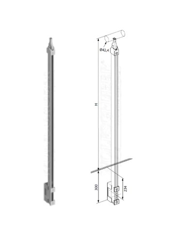 Montante Acciaio INOX Wolfsgruber STEP SYSTEM M241140, Laterale, H.1300, SENZA ACCESSORI | AISI 304 Satinato Montante Acciaio INOX Wolfsgruber STEP SYSTEM M241140, Laterale, H.1300, SENZA ACCESSORI | AISI 304 Satinato