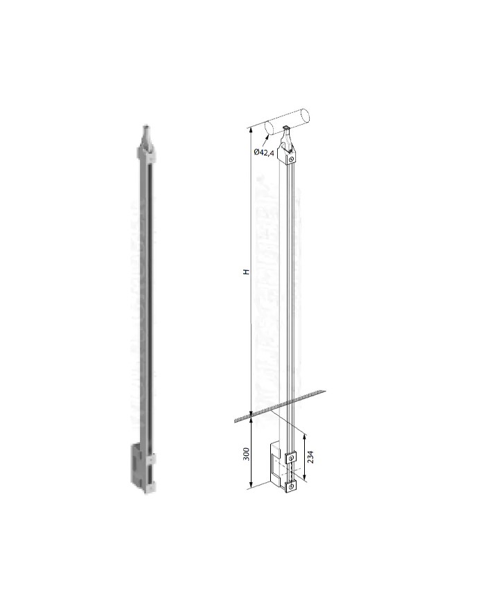 Montante Acciaio INOX Wolfsgruber STEP SYSTEM M241140, Laterale, H.1300, SENZA ACCESSORI | AISI 304 Satinato Montante Acciaio INOX Wolfsgruber STEP SYSTEM M241140, Laterale, H.1300, SENZA ACCESSORI | AISI 304 Satinato