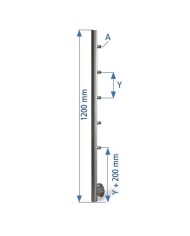 Montante Acciaio INOX per ringhiera, Laterale, TUBO Ø 42,4mm, SUPPORTI tondo 12 mm, H.1200 | AISI 304 Satinato Montante Acciaio INOX per ringhiera, Laterale, TUBO Ø 42,4mm, SUPPORTI tondo 12 mm, H.1200 | AISI 304 Satinato