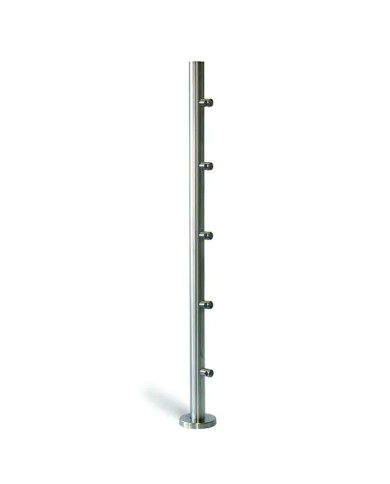 Montante Acciaio INOX per ringhiera, Pavimento, TUBO Ø 42,4 mm, supporti tondo 12 mm, H1000 | AISI 304 Satinato Montante Acciaio INOX per ringhiera, Pavimento, TUBO Ø 42,4 mm, supporti tondo 12 mm, H1000 | AISI 304 Satinato