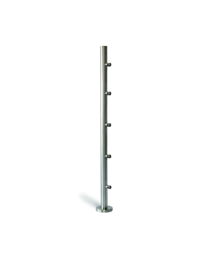 Montante Acciaio INOX per ringhiera, Pavimento, TUBO Ø 42,4 mm, supporti tondo 12 mm, H1000 | AISI 304 Satinato Montante Acciaio INOX per ringhiera, Pavimento, TUBO Ø 42,4 mm, supporti tondo 12 mm, H1000 | AISI 304 Satinato