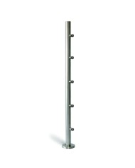 Montante Acciaio INOX per ringhiera, Pavimento, TUBO Ø 42,4 mm, supporti tondo 12 mm, H1000 | AISI 304 Satinato Montante Acciaio INOX per ringhiera, Pavimento, TUBO Ø 42,4 mm, supporti tondo 12 mm, H1000 | AISI 304 Satinato