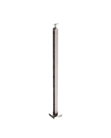 Montante Acciaio INOX, Doppio Piatto, Pavimento, 5 Supporti per Tondo 12 mm H.1100 | AISI 304 Satinato Montante Acciaio INOX, Doppio Piatto, Pavimento, 5 Supporti per Tondo 12 mm H.1100 | AISI 304 Satinato