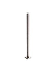 Montante Acciaio INOX, Doppio Piatto, Pavimento, 5 Supporti per Tondo 12 mm H.1100 | AISI 304 Satinato Montante Acciaio INOX, Doppio Piatto, Pavimento, 5 Supporti per Tondo 12 mm H.1100 | AISI 304 Satinato