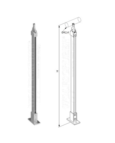 Montante Acciaio INOX Wolfsgruber STEP SYSTEM M201140, Pavimento, H.1300, SENZA ACCESSORI | AISI 304 Satinato Montante Acciaio INOX Wolfsgruber STEP SYSTEM M201140, Pavimento, H.1300, SENZA ACCESSORI | AISI 304 Satinato