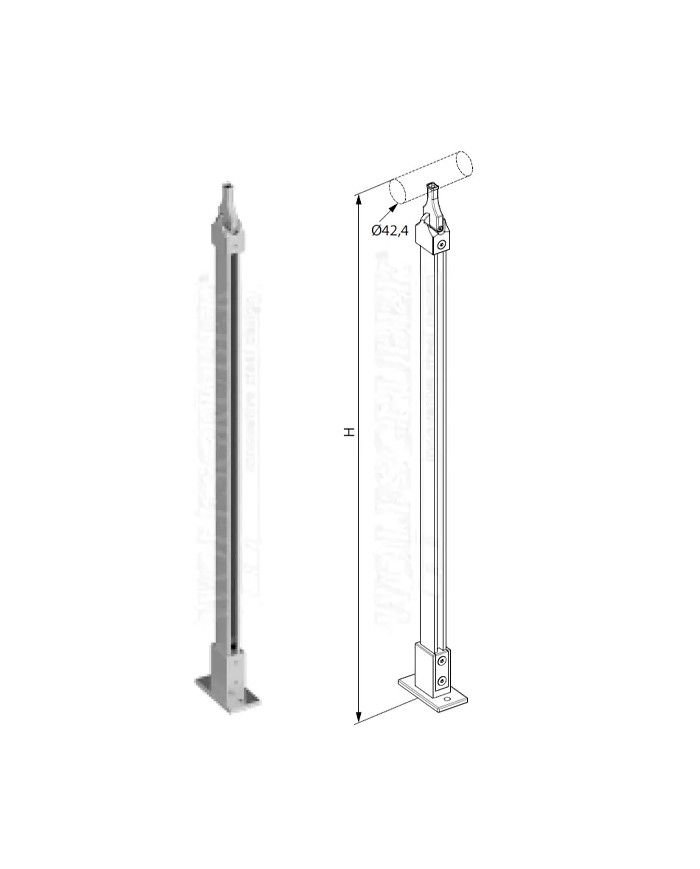 Montante Acciaio INOX Wolfsgruber STEP SYSTEM M201140, Pavimento, H.1300, SENZA ACCESSORI | AISI 304 Satinato Montante Acciaio INOX Wolfsgruber STEP SYSTEM M201140, Pavimento, H.1300, SENZA ACCESSORI | AISI 304 Satinato