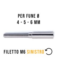 Terminale Cavo Acciaio Inox Ø 4-5-6 mm a Pressione, Filettato maschio M6 SINISTRO | AISI 316