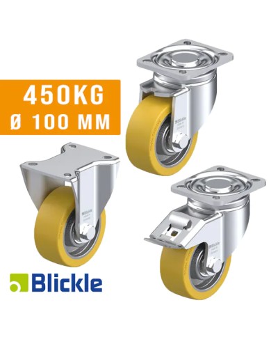 Ruote per Carrelli PORTATA 450KG Poliuretano Blickle Extrathane® Ø 100X40 corpo in ghisa Ruote per Carrelli PORTATA 450KG Poliuretano Blickle Extrathane® Ø 100X40 corpo in ghisa
