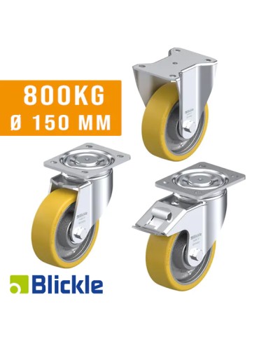 Ruote per Carrelli PORTATA 800KG Ø 150X50 Poliuretano Blickle Extrathane® Corpo in Ghisa ,Ingrassatore Ruote per Carrelli PORTATA 800KG Ø 150X50 Poliuretano Blickle Extrathane® Corpo in Ghisa ,Ingrassatore