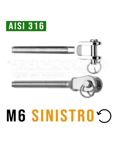 Forcella con filetto Maschio M6 SINISTRO | AISI 316 Forcella con filetto Maschio M6 SINISTRO | AISI 316