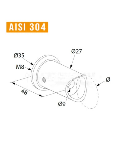 Supporto per maniglione in acciaio inox su misura | AISI 304 Supporto per maniglione in acciaio inox su misura | AISI 304