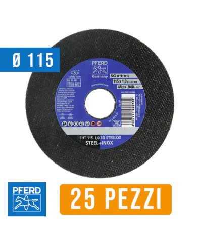 Disco Taglio Ferro 115 mm, per Ferro e Acciaio INOX | PFERD SG-STEELOX Disco Taglio Ferro 115 mm, per Ferro e Acciaio INOX | PFERD SG-STEELOX