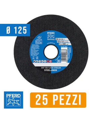 Disco Taglio Ferro 125 mm, per Ferro e Acciaio INOX | PFERD SG-STEELOX Disco Taglio Ferro 125 mm, per Ferro e Acciaio INOX | PFERD SG-STEELOX