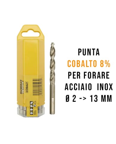 Punta COBALTO 8% DeWALT per forare acciaio inox, HSS-Co Punta COBALTO 8% DeWALT per forare acciaio inox, HSS-Co