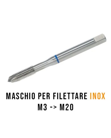 Maschi per filettare l'acciaio inox, anellati blu, passo metrico grosso (standard) Maschi per filettare l'acciaio inox, anellati blu, passo metrico grosso (standard)