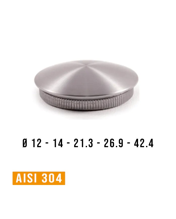 Tappo Acciaio INOX per TUBO Bombato | AISI 303 Satinato