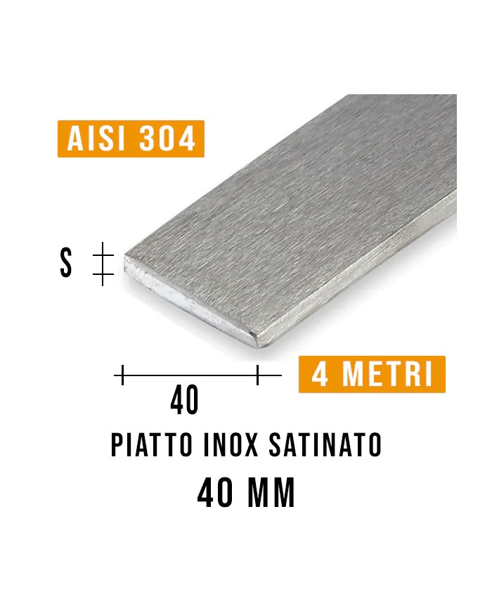 Piatto Inox SATINATO 40mm | AISI 304 Imbustato Singolarmente Piatto Inox SATINATO 40mm | AISI 304 Imbustato Singolarmente
