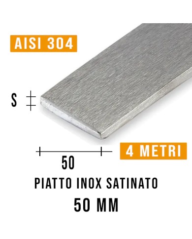 Piatto Inox SATINATO 50mm | AISI 304 Imbustato Singolarmente Piatto Inox SATINATO 50mm | AISI 304 Imbustato Singolarmente