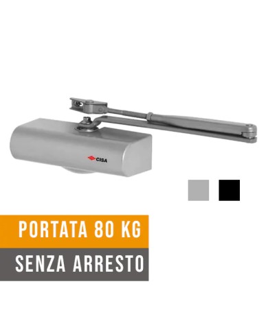 Chiudiporta Automatico CISA 1415.03 Smart Plus 2, 80kg senza arresto Chiudiporta Automatico CISA 1415.03 Smart Plus 2, 80kg senza arresto