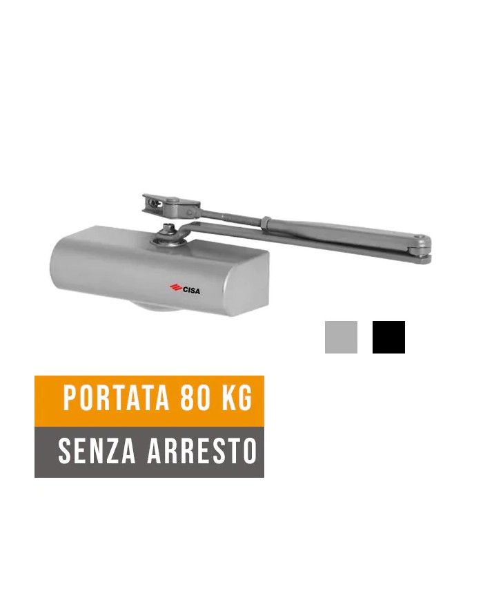 Chiudiporta Automatico CISA 1415.03 Smart Plus 2, 80kg senza arresto Chiudiporta Automatico CISA 1415.03 Smart Plus 2, 80kg senza arresto