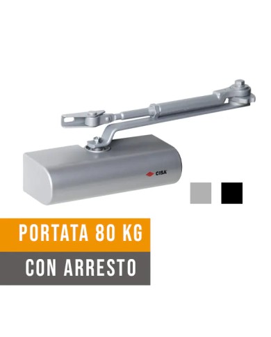 Chiudiporta Automatico CISA 1416.03 Smart Plus 2, 80kg con arresto Chiudiporta Automatico CISA 1416.03 Smart Plus 2, 80kg con arresto