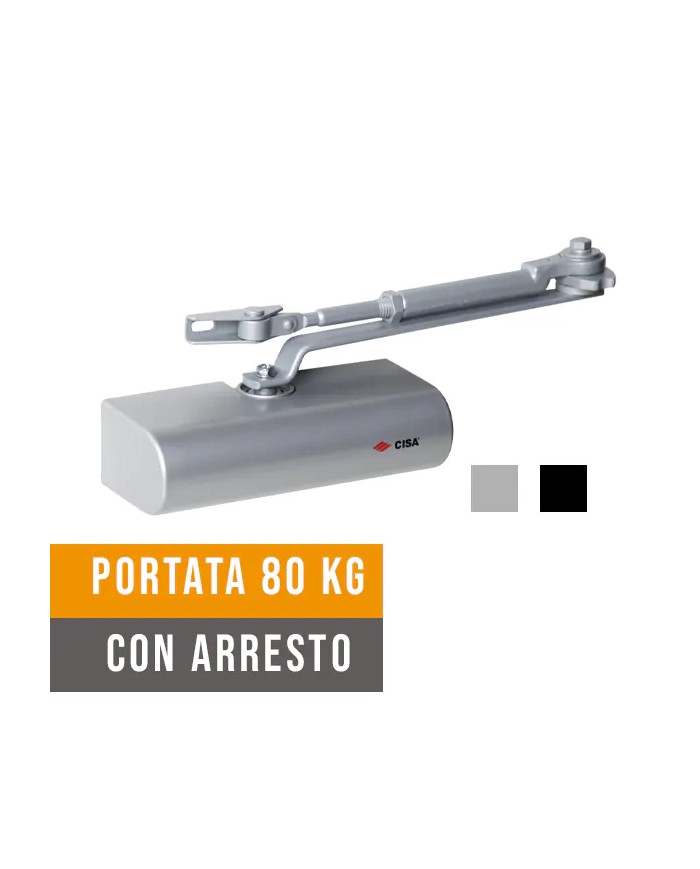 Chiudiporta Automatico CISA 1416.03 Smart Plus 2, 80kg con arresto Chiudiporta Automatico CISA 1416.03 Smart Plus 2, 80kg con arresto