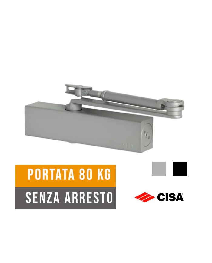 Chiudiporta Automatico CISA 1510.03 Professional Plus 2, 80kg Senza Arresto Chiudiporta Automatico CISA 1510.03 Professional Plus 2, 80kg Senza Arresto