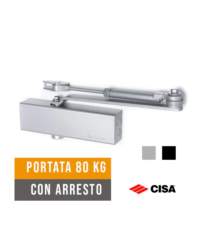 Chiudiporta Automatico CISA 1511.03 Professional Plus 2, 80kg CON Arresto Chiudiporta Automatico CISA 1511.03 Professional Plus 2, 80kg CON Arresto