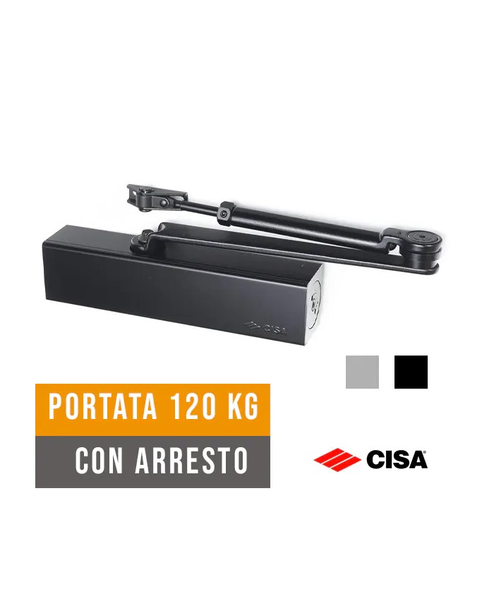 Chiudiporta Automatico CISA 1611.05 Professional Plus 2, 120kg CON Arresto Chiudiporta Automatico CISA 1611.05 Professional Plus 2, 120kg CON Arresto