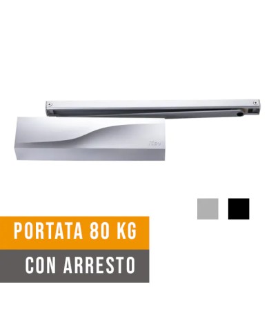 Chiudiporta Automatico a slitta ISEO IS115, Forza 2-4 80kg, con arresto Chiudiporta Automatico a slitta ISEO IS115, Forza 2-4 80kg, con arresto