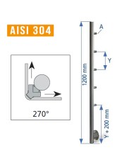 Montante Acciaio INOX per ringhiera, Laterale, Angolo INTERNO, TUBO Ø 42,4mm, SUPPORTI tondo 12 mm, H.1200 | AISI 304 Satinato