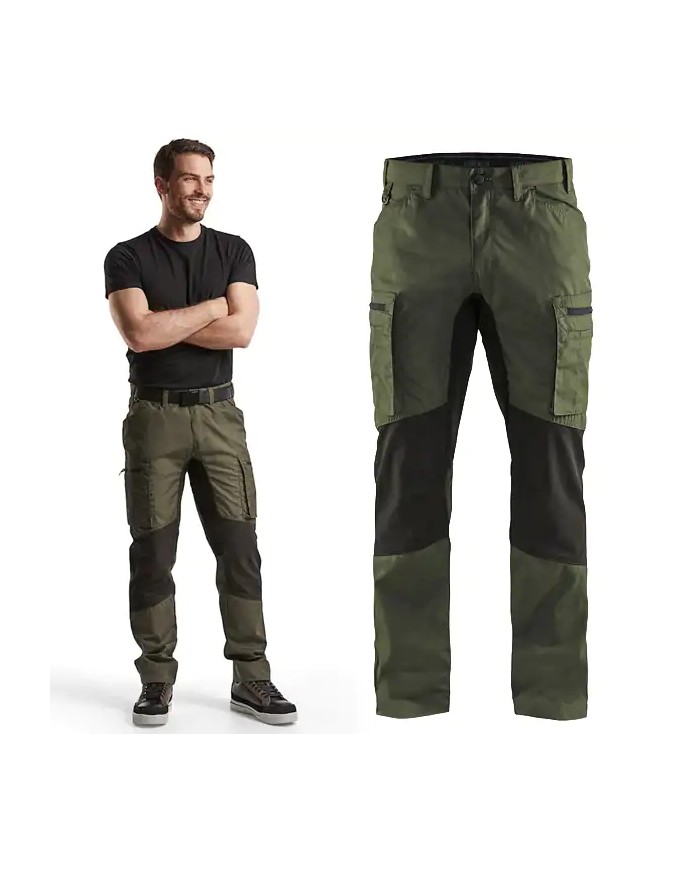 Pantalone da Lavoro BLAKLADER 1459 Estivo STRETCH 145918454699 | VERDE - NERO