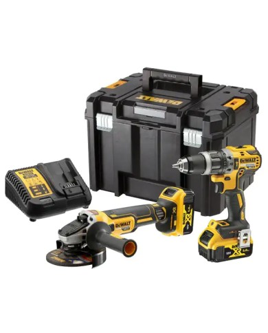 DeWALT DCK2080P2T-QW | Trapano Avvitatore DCD796 + Smerigliatrice a Batteria DCG405 18V XR, 2 Batterie 5Ah, Valigetta TSTAK DeWALT DCK2080P2T-QW | Trapano Avvitatore DCD796 + Smerigliatrice a Batteria DCG405 18V XR, 2 Batterie 5Ah, Valigetta TSTAK