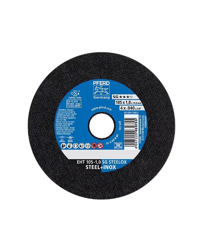 Disco Taglio Ferro 115 mm, per Ferro e Acciaio INOX | PFERD SG-STEELOX