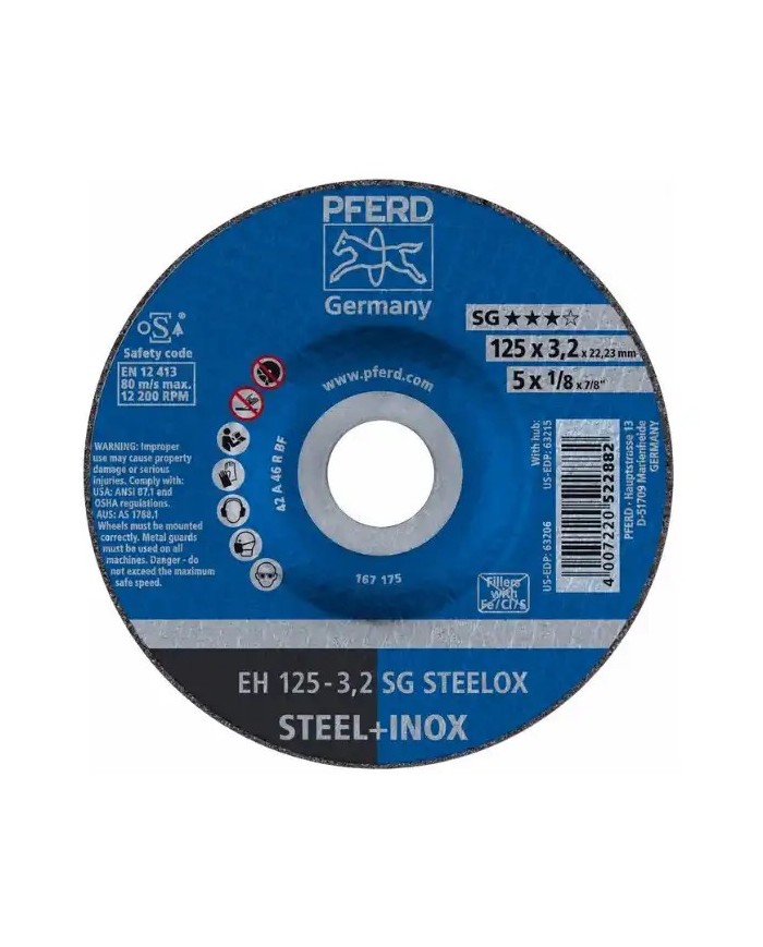 Disco Taglio Ferro 125 mm PFERD , Ferro e Acciaio INOX