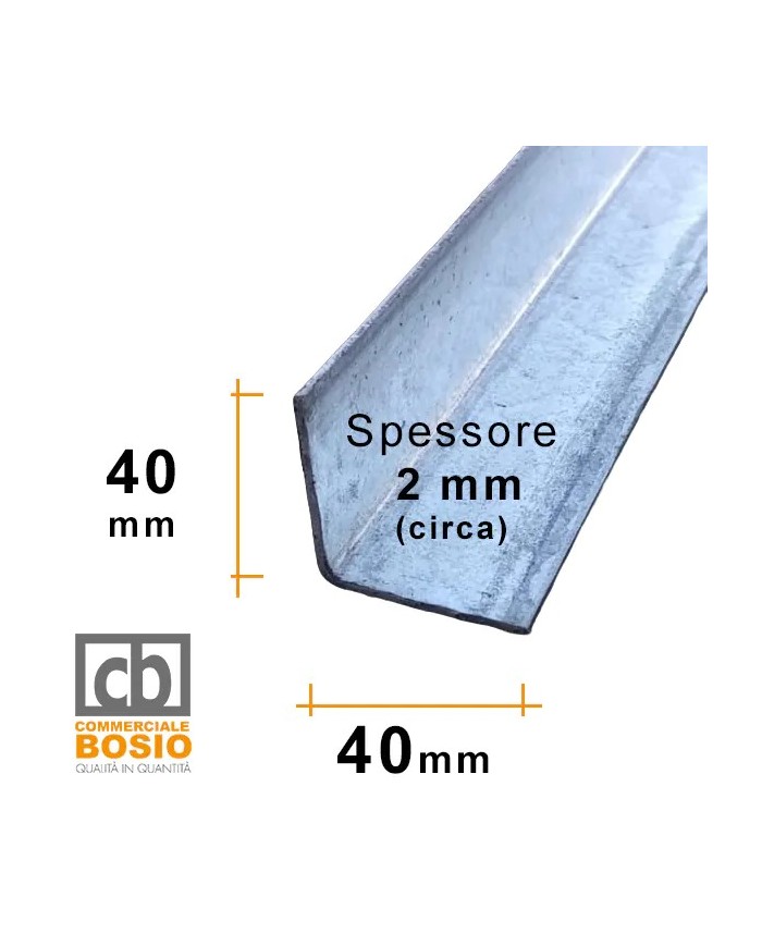 Angolare in Ferro Stampato ZINCATO  40x40 mm