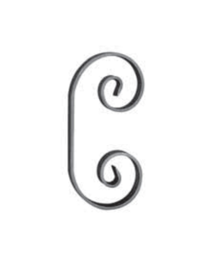 Ricci Ferro Battuto C, Piatto 12x6 mm, 180x85 mm, Tranciato
